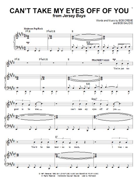 Can T Take My Eyes Off Of You Sheet Music By Frankie Valli And The Four
