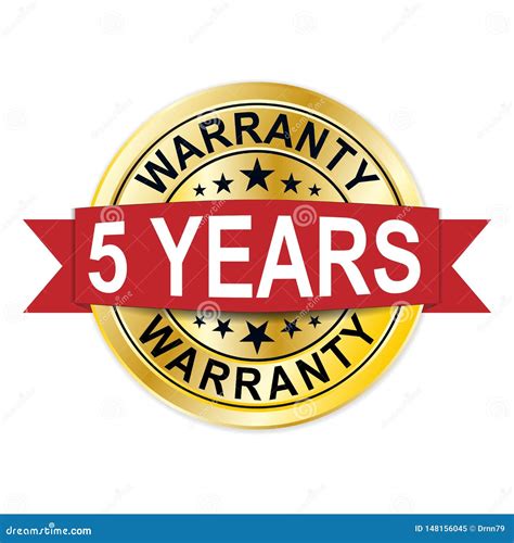 years warranty  gold badge  red ribbon stock vector illustration  design guarantee