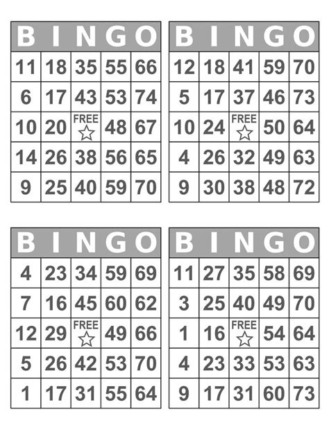 printable bingo cards  number bingo  numbers