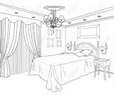 Bedroom Coloring Pages Furniture Sketch Room Interior Printable Bed Girls Drawing Perspective House Print Colour Sketches Adult Template Drawings Point sketch template
