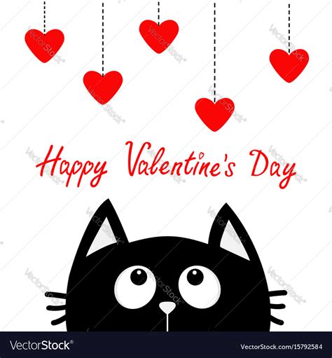 happy valentines day black cat    vector image