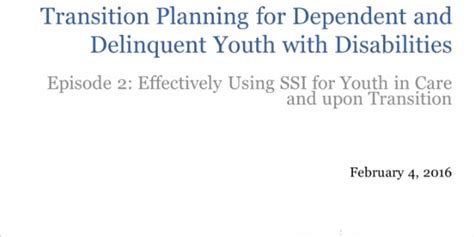webinar effectively using ssi for youth in care and upon