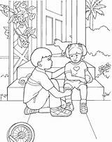 Hurt Words Coloring Pages Girl Boy Comforting Template Primary Line sketch template