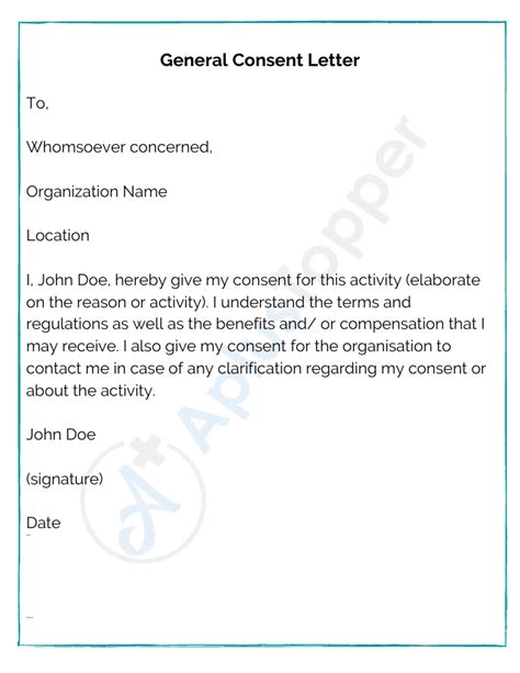 consent letter format sample    write  consent letter