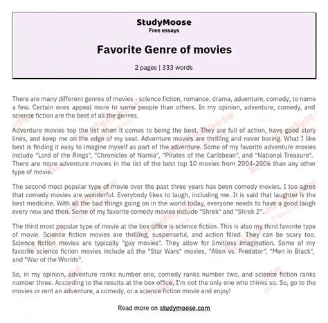 favorite genre  movies analysis paper   essay sample