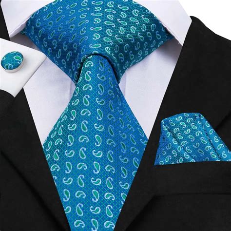 tie cm wide fashion blue paisley silk ties  men neck tie pocket square set  wedding