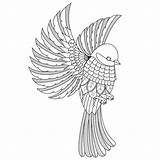 Mandala Bird Coloring Beautiful Premium Lineal Zentangle Illustration Vector Book Style sketch template