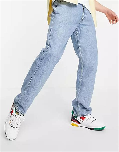 weekday space straight jeans   blue asos jeans straight jeans mens jeans