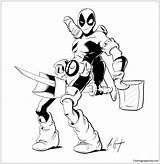 Deadpool Sword Coloring Pages Box Color sketch template