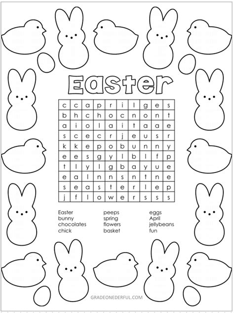 easter word search  colouring grade onederful