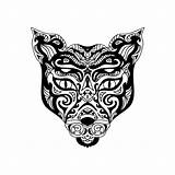 Zentangle Wild Cat Head Line Preview Illustration sketch template