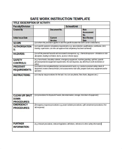 work instruction template template business