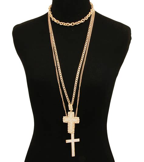 long cross pendant necklace gold layered necklace   cross pearl pendant  luulla