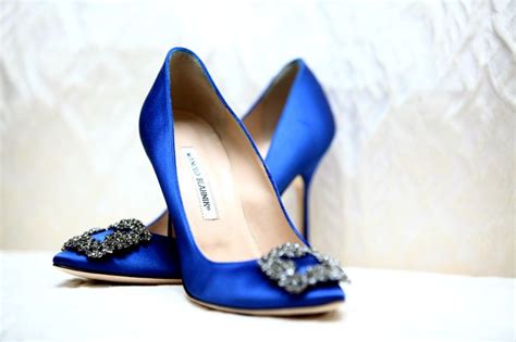 the shoe manolo blahnik s blue wedding shoe carrie