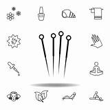 Acupuncture Illustrations Acupuncturist Needles Vector Icon Clip Relax Spa Detailed Outline Set Stock sketch template