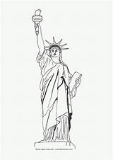 Statue Liberty Drawing Coloring Clipart Usa Pages Landmarks Printable Gif York Library Freedom sketch template