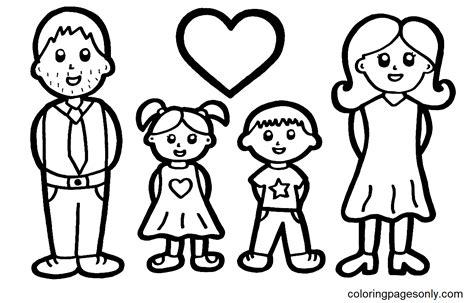happy family  children coloring page  printable coloring pages