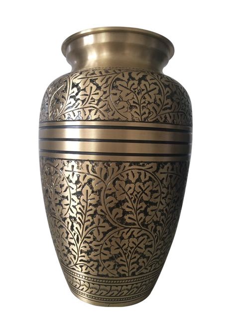 antique nickel engraved 7 cremation urn for ashes medium