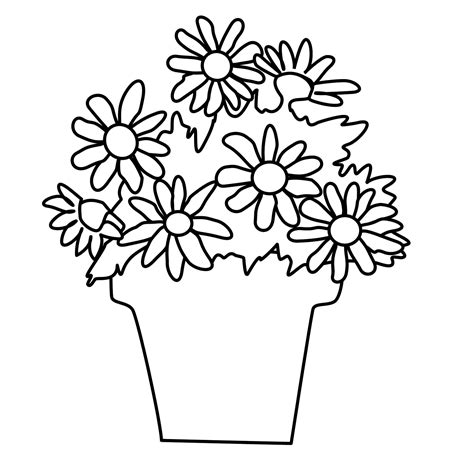 large flower pot coloring page thousand    printable