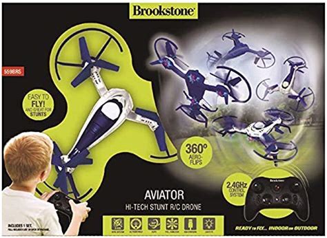 brookstone aviator quadcopter helicopter rc drone  kids easy  fly  tech indoor