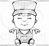 Train Engineer Clipart Cartoon Coloring Sitting Boy Happy Cory Thoman Outlined Vector sketch template