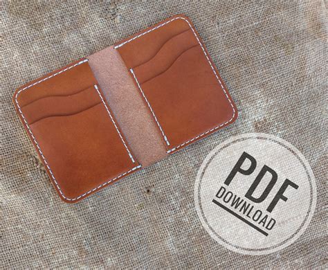 leather wallet template pattern leather cardholder mini etsy