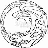 Ouroboros Coloring Designlooter Circles Eternal Snake Infinity Alchemy Return Dragon sketch template