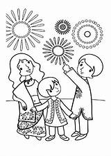 Diwali Coloring Pages Kids Drawing Festival Colouring Family Celebrate Printable Diya Easy Print Color Festivals Cartoon Drawings Cards Explore Children sketch template