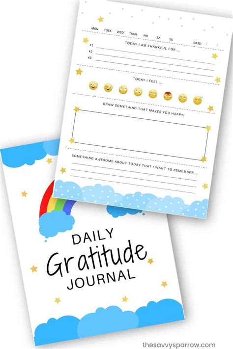 gratitude journal  kids   printable journal pages