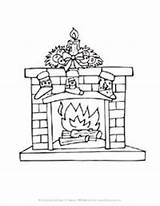 Coloring Christmas Pages Fireplace Print Color Small sketch template