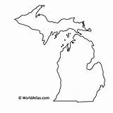 Outline Michigan Map Maps Mi State Blank Atlas Coloring Print Popular States Gif Lakes Worldatlas Namerica Webimage Countrys Usstates sketch template