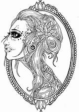 Coloring Skull Pages Tattoo Sugar Printable Adults Girl Mandala Book Drawing Skulls Girly Kinky Adult Female Color Print Colouring Printables sketch template