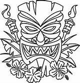 Tiki Mask Coloring Pages Template Hawaiian Head Printable Tattoo Totem Luau Masks Drawing God Printables Clip Faces Craft Party Adult sketch template