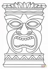 Tiki Coloring Pages Mask Hawaiian Printable Totem Crafts sketch template