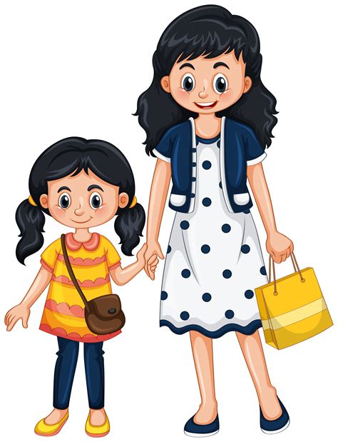 Mother And Girl Holding Hands 375099 Vector Art At Vecteezy