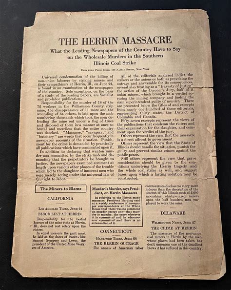 herrin massacre   leading newspapers   country