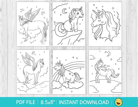 printable colouring unicorns  children etsy