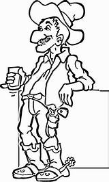 Coloring Cowboy Beer Sheets Dog sketch template