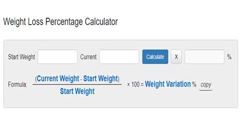 calculate percentage  weight loss