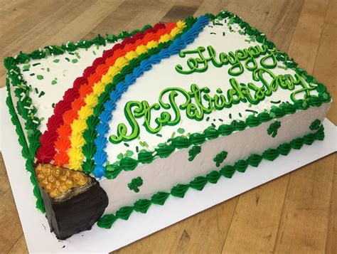 st patricks day sheet cake   rainbow leading