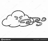 Vento Nuvola Wolk Wolke Kleurende Boek Windy Nette Blazende Gusty Karikatur Wolken Karakter Gezichts Vettoriali Malbuch sketch template