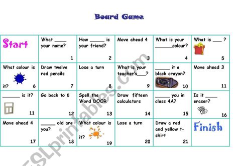 board game  begginers   kids esl worksheet  mblucc