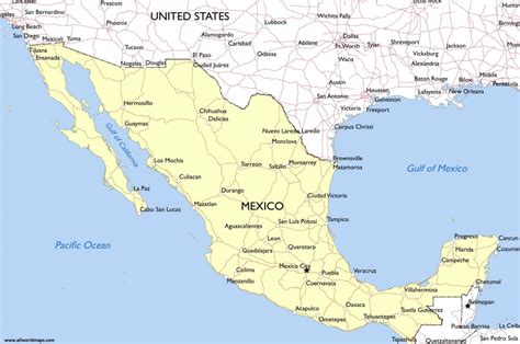 large detailed map  mexico  cities  towns  printable map  mexico printable maps