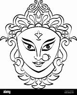 Durga Maa Kali Vector Stock Alamy Goddess Illustration Power sketch template