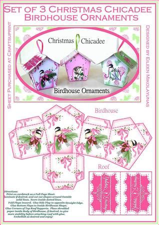 cottage chic christmas chicadee birdhouse ornaments boxes cup craftsuprint