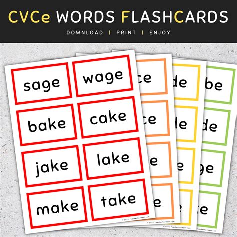 cvce words flash cards long vowels     cvce words list set    teachers