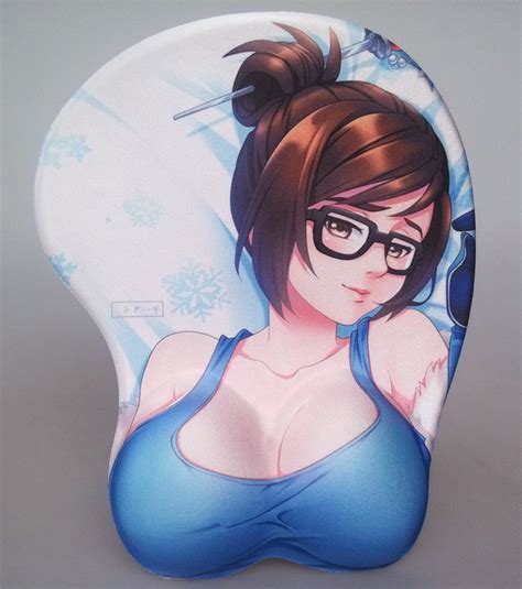 overwatch mei sexy girl soft chest 3d silicon mouse pad mat ow pad