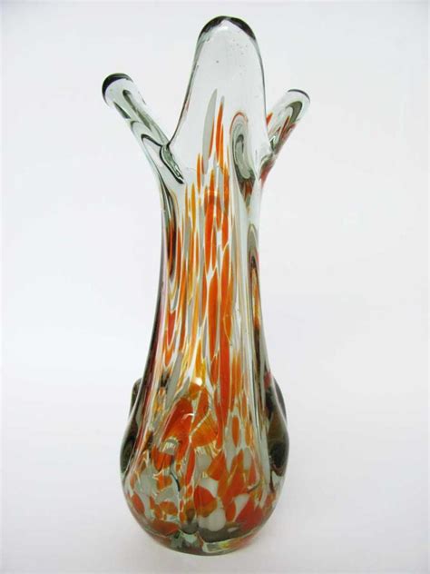 Vintage Italian Murano Multi Color Crystal Glass Vase