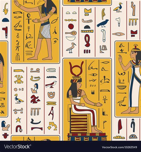 Egyptian Gods And Ancient Hieroglyphs Royalty Free Vector