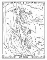 Coloring Pages Tarot Card Druid Elf Printable Adult Hermit Fantasy Getcolorings Color Dark Choose Board sketch template
